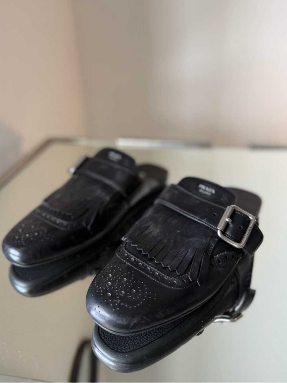 Prada Shuffle fringed leather mules $1,290 36.5 - Picture 5 of 13